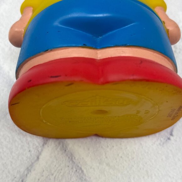 Caillou Plastic Figure Toy 6" Famosa Yellow Shirt Red Shoes PBS Squeak - Picture 7 of 8